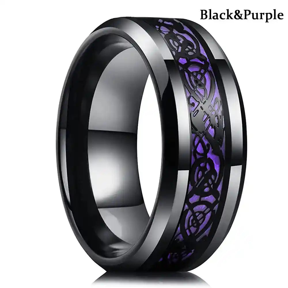 21 Colors 8mm Men's Stainless Steel Celtic Dragon Ring - Pedlar's Attic