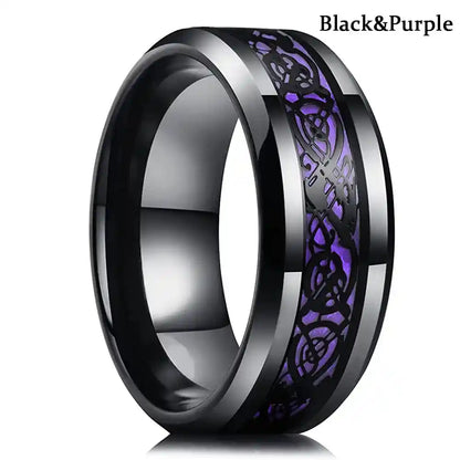 21 Colors 8mm Men's Stainless Steel Celtic Dragon Ring - Pedlar's Attic