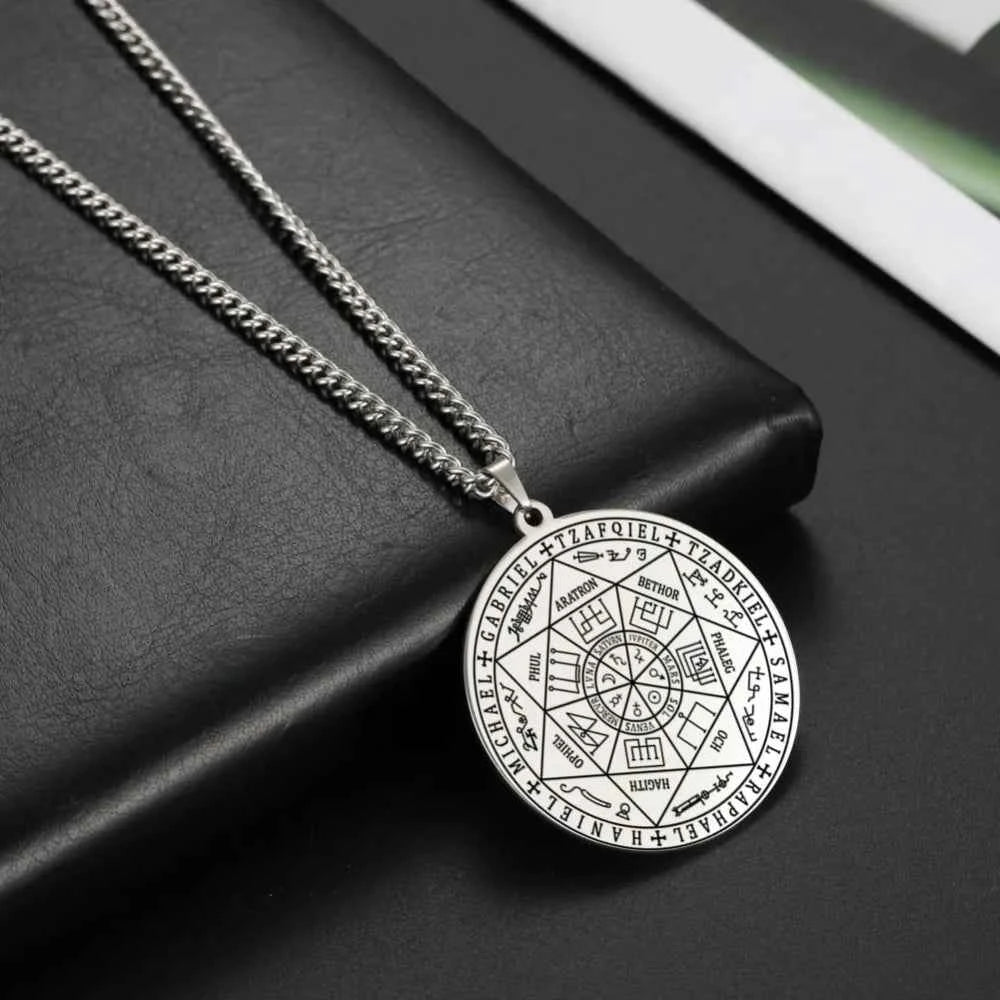Dawapara 7 Archangels Sigil Necklaces Pentacle Magical Amulet Michaelmas Lucky Protection Supernatural Talisman Necklace
