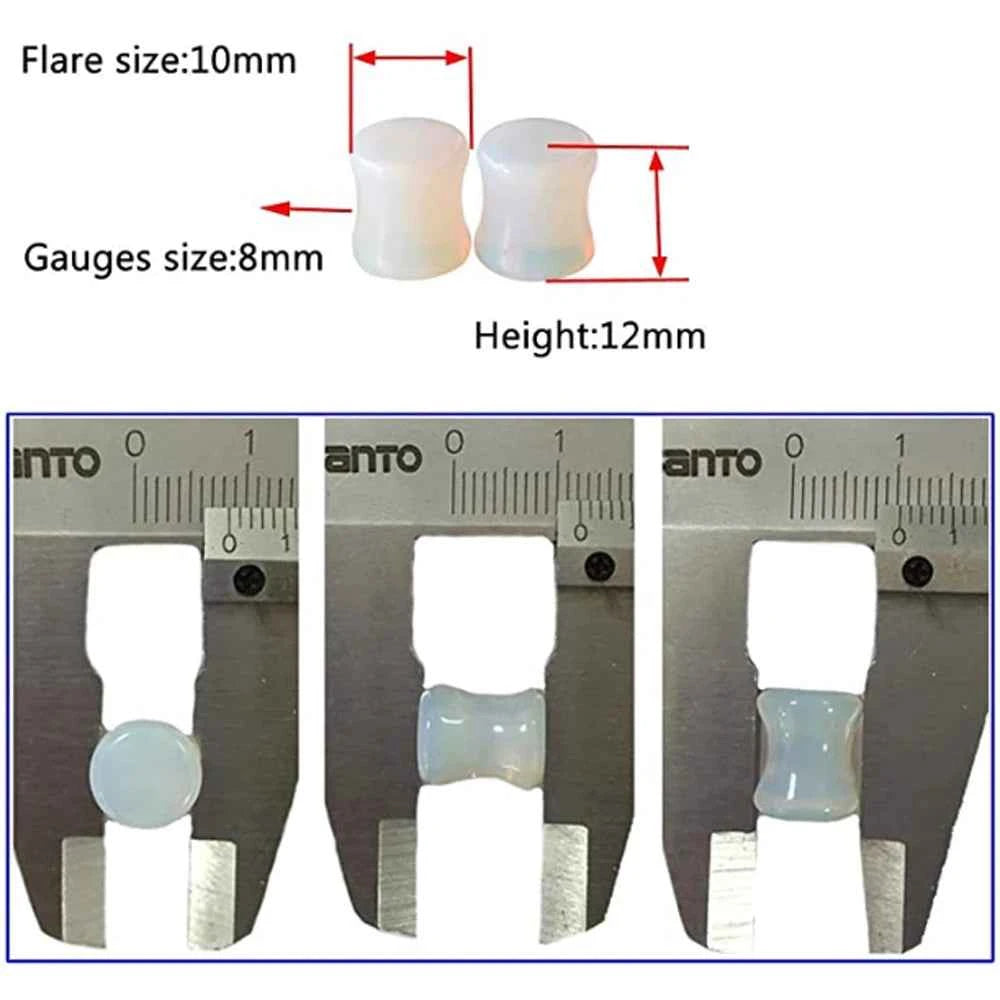 Pair Stone Ear Gauges Dew Drop Ear Plugs Double Flare Saddle Stretching Gauges Expander keyhole Ear Stretcher Body Jewelry - Pedlar's Attic