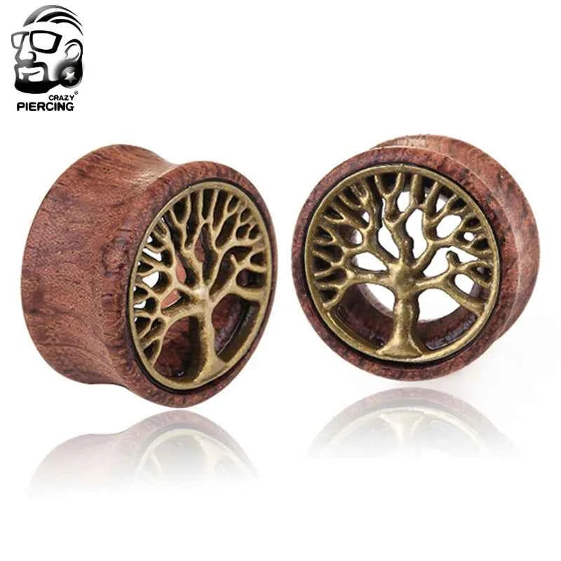2pcs Wood Flesh Ear Plugs Tunnels Ear Piercings Earlets Saddle Woodern Earring Expander Gauge Double Flare Body Jewelry Piercing