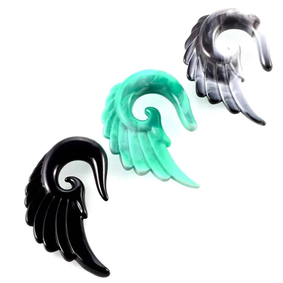 Modrsa 1pair Angel Wings Resin Plugs And Tunnels