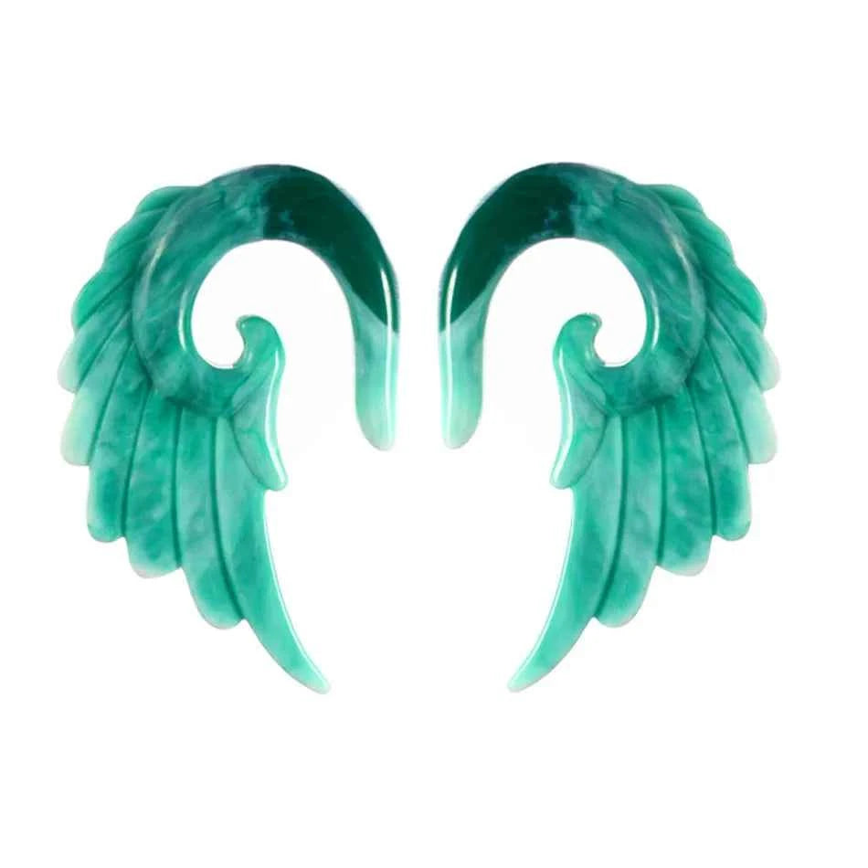 Modrsa 1pair Angel Wings Resin Plugs And Tunnels