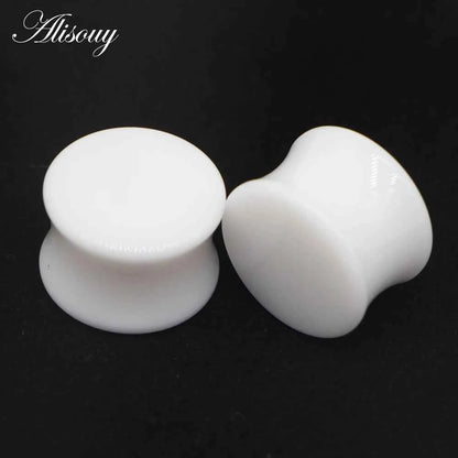 2pcs White Black Transparent Acrylic Ear Tunnel Plug - Pedlar's Attic