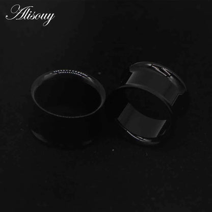2pcs White Black Transparent Acrylic Ear Tunnel Plug - Pedlar's Attic
