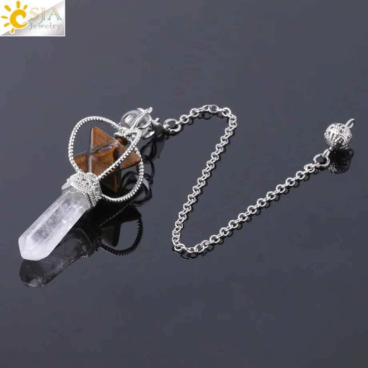 Rotatable Merkaba Dowsing Pendulum Quartz Natural Stone Crystal  Reiki - Pedlar's Attic