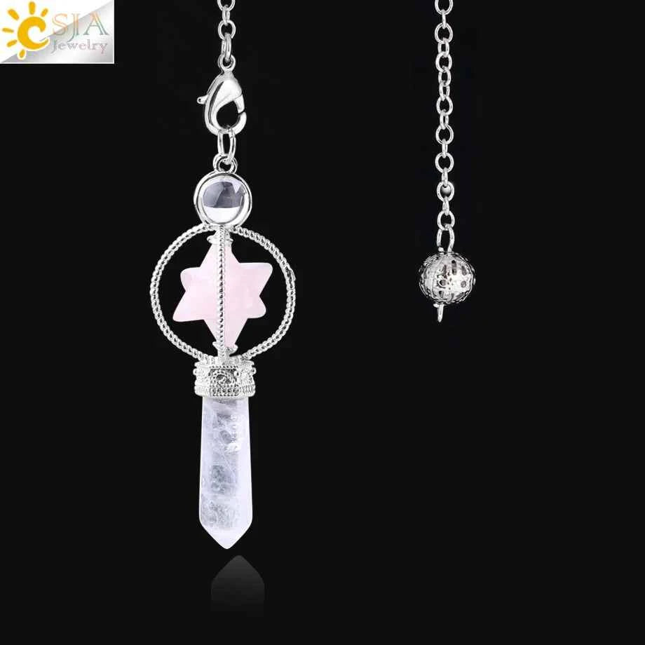 Rotatable Merkaba Dowsing Pendulum Quartz Natural Stone Crystal  Reiki - Pedlar's Attic