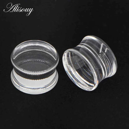 2pcs White Black Transparent Acrylic Ear Tunnel Plug - Pedlar's Attic