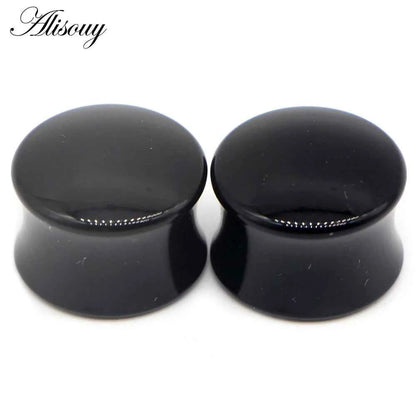 2pcs White Black Transparent Acrylic Ear Tunnel Plug - Pedlar's Attic