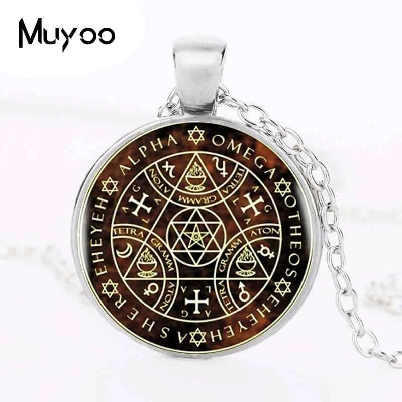 2017 Sigil Magic WICCA Pendant Choker Statement Round Necklace For Women Dress Accessories Glass Cabochon Pendants Jewelry HZ1