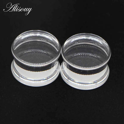 2pcs White Black Transparent Acrylic Ear Tunnel Plug - Pedlar's Attic