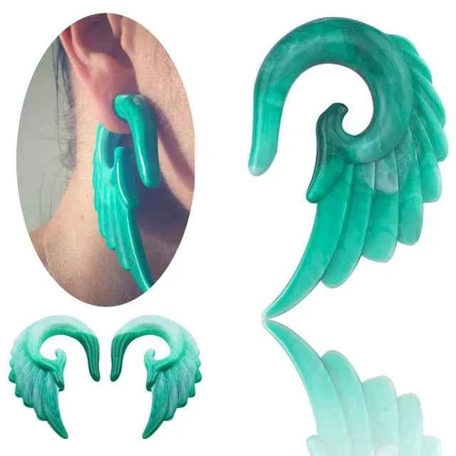 Modrsa 1pair Angel Wings Resin Plugs And Tunnels