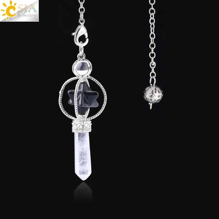 Rotatable Merkaba Dowsing Pendulum Quartz Natural Stone Crystal  Reiki - Pedlar's Attic