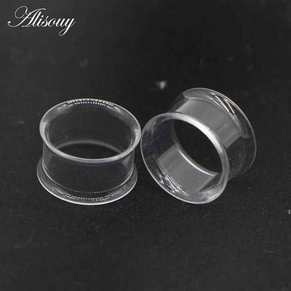2pcs White Black Transparent Acrylic Ear Tunnel Plug - Pedlar's Attic