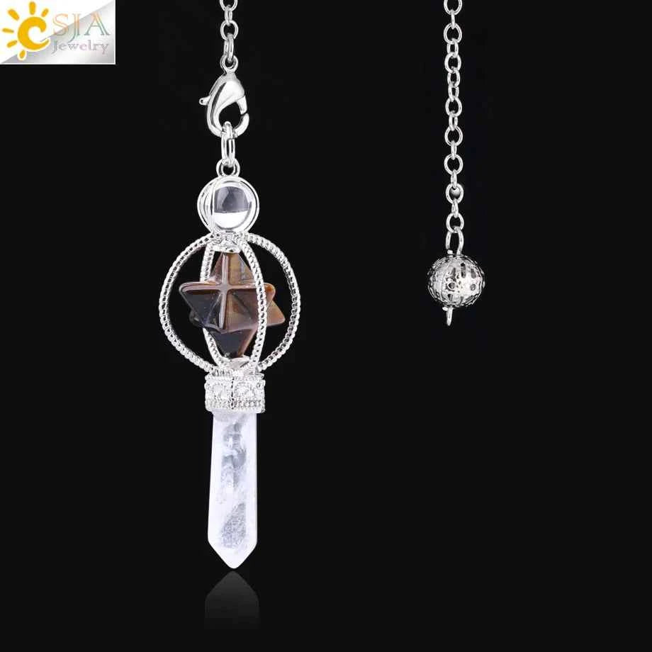 Rotatable Merkaba Dowsing Pendulum Quartz Natural Stone Crystal  Reiki - Pedlar's Attic