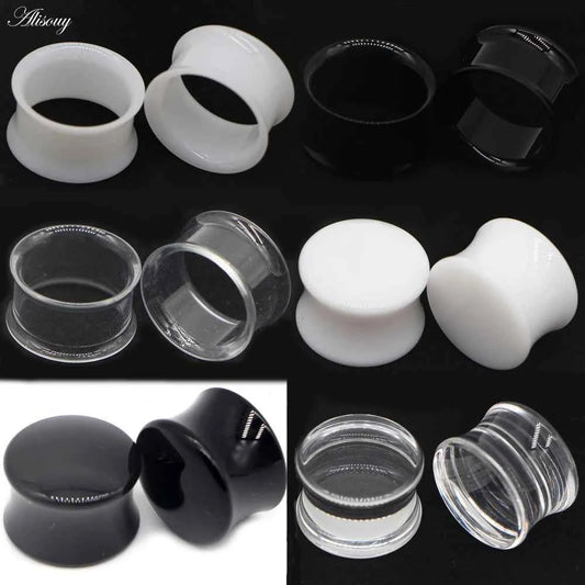 2pcs White Black Transparent Acrylic Ear Tunnel Plug