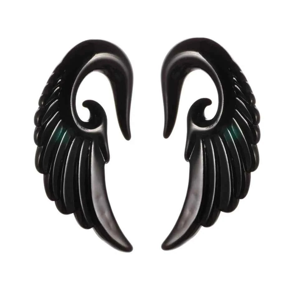 Modrsa 1pair Angel Wings Resin Plugs And Tunnels