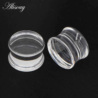 2pcs White Black Transparent Acrylic Ear Tunnel Plug - Pedlar's Attic