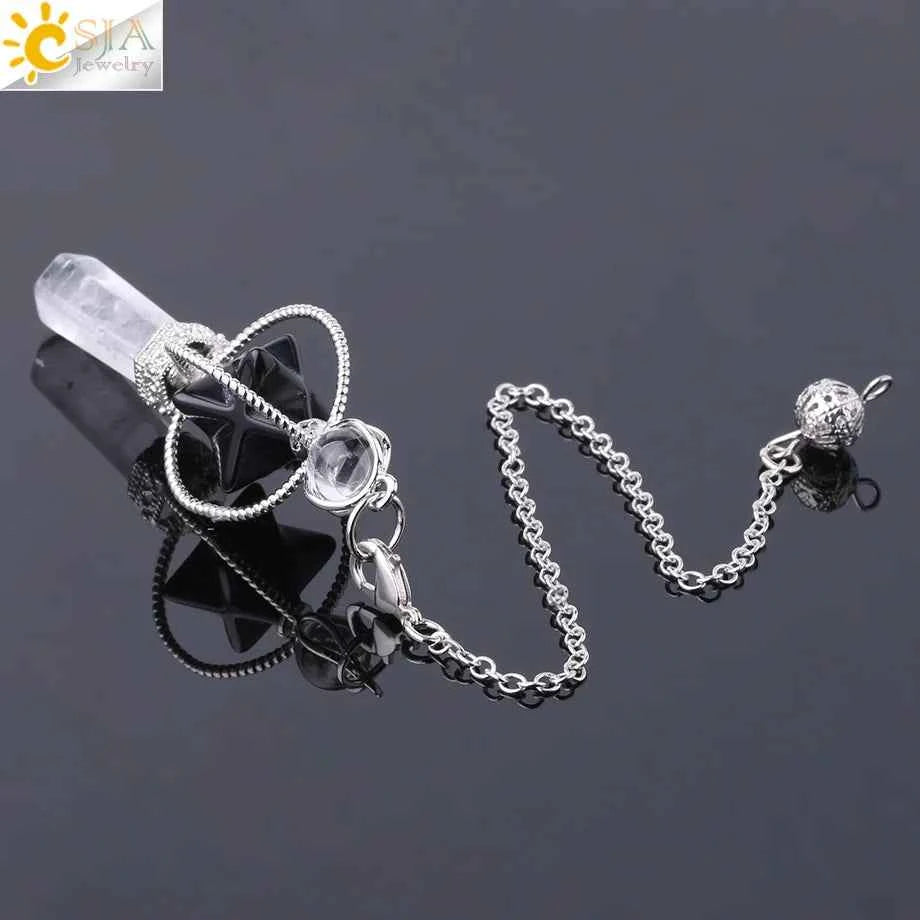 Rotatable Merkaba Dowsing Pendulum Quartz Natural Stone Crystal  Reiki - Pedlar's Attic