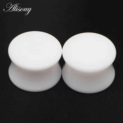 2pcs White Black Transparent Acrylic Ear Tunnel Plug - Pedlar's Attic