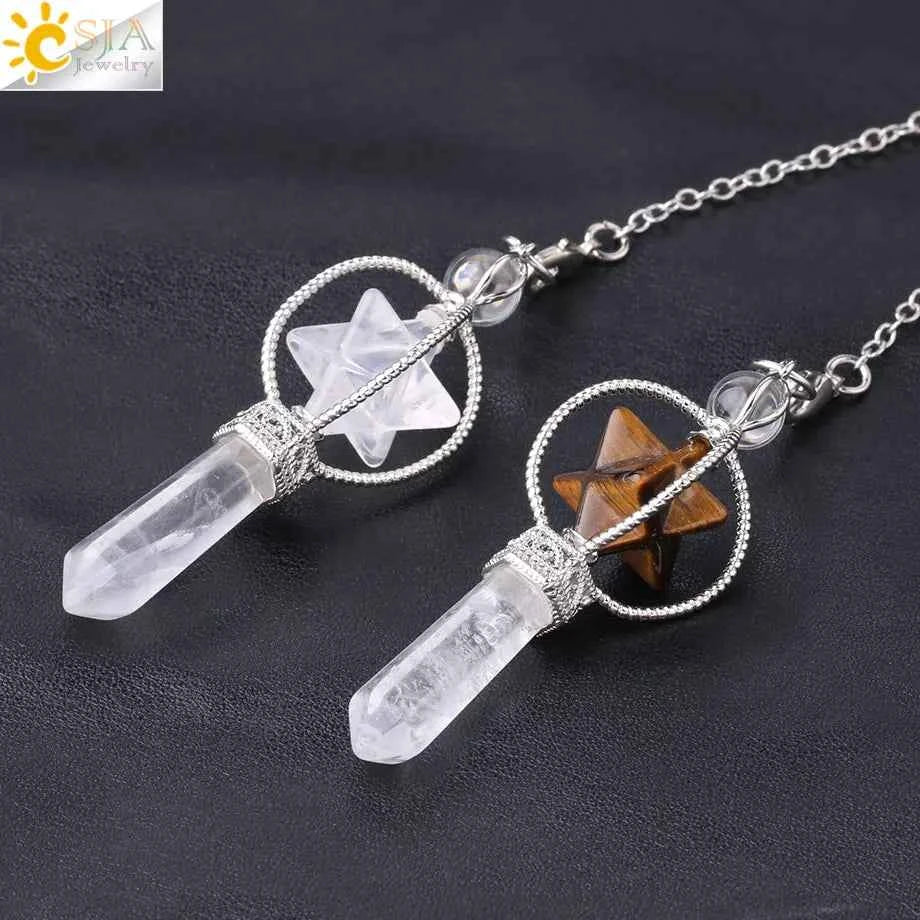 Rotatable Merkaba Dowsing Pendulum Quartz Natural Stone Crystal  Reiki - Pedlar's Attic