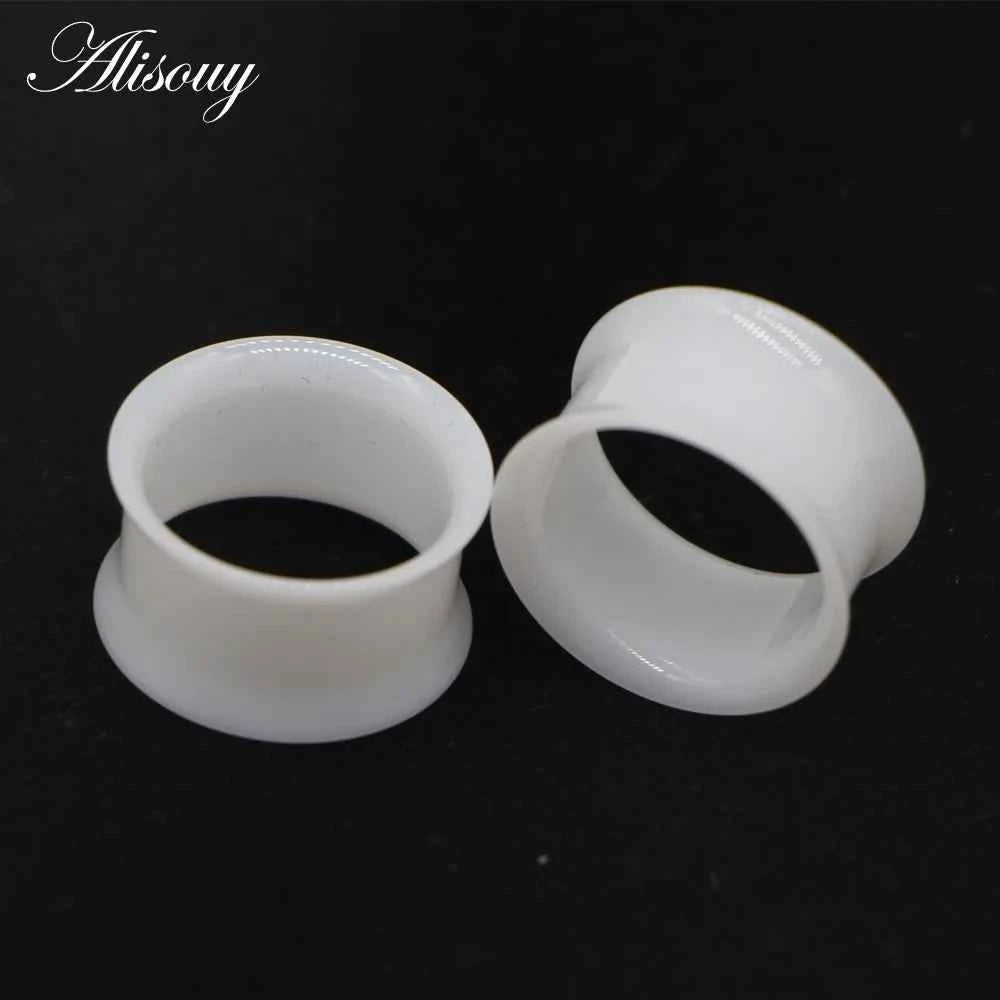 2pcs White Black Transparent Acrylic Ear Tunnel Plug