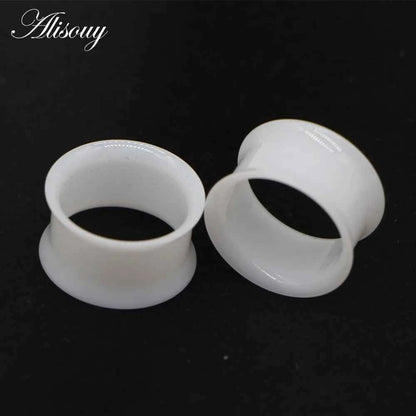 2pcs White Black Transparent Acrylic Ear Tunnel Plug - Pedlar's Attic