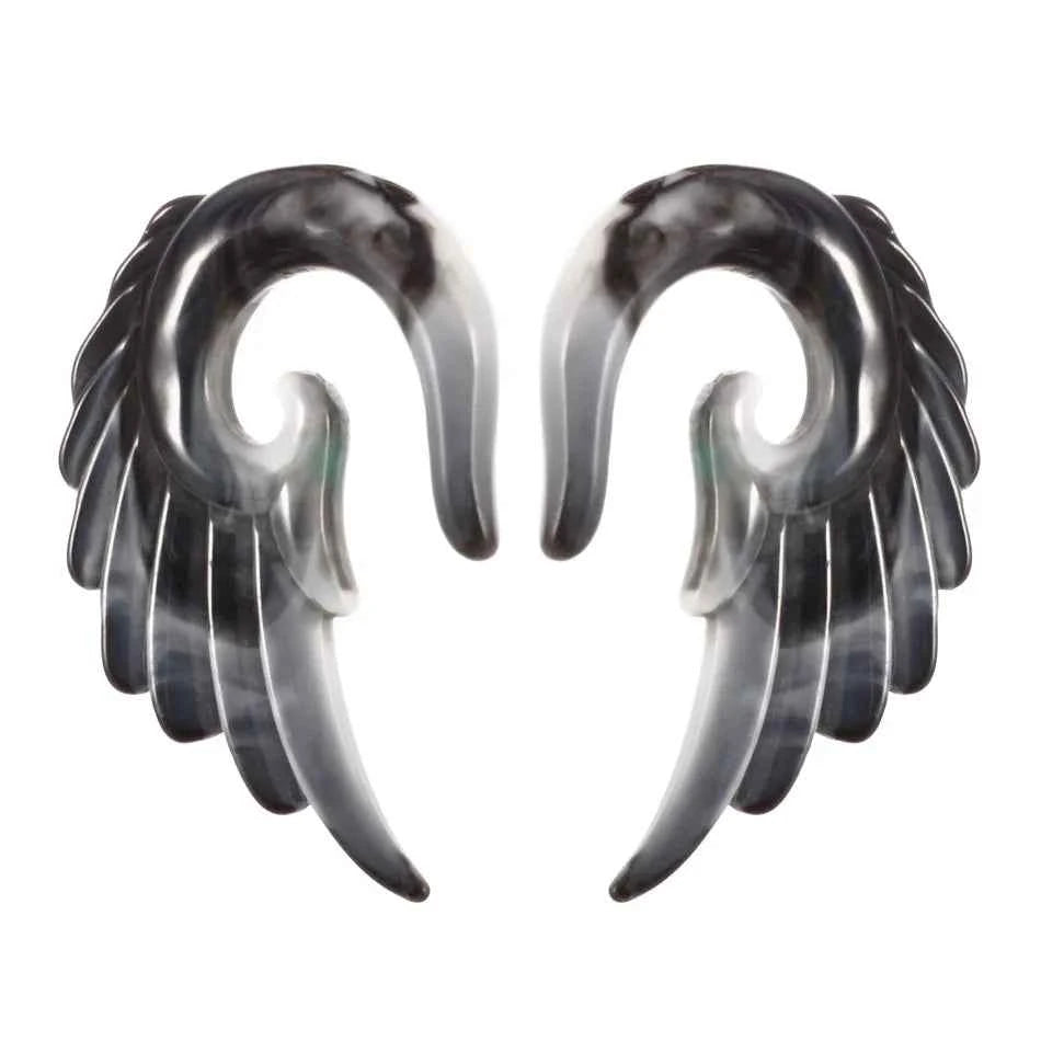 Modrsa 1pair Angel Wings Resin Plugs And Tunnels