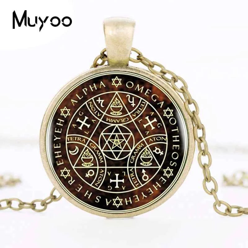 2017 Sigil Magic WICCA Pendant Choker Statement Round Necklace For Women Dress Accessories Glass Cabochon Pendants Jewelry HZ1
