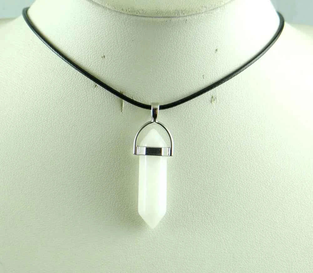 Natural stone Quartz crystal Turquoise tiger eye aventurine Hexagonal column pendulum Pendant for diy Jewelry making necklace