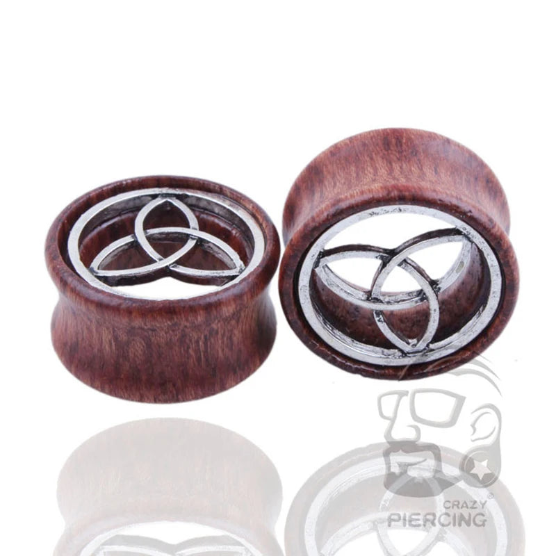 2pcs Wood Flesh Ear Plugs Tunnels Ear Piercings Earlets Saddle Woodern Earring Expander Gauge Double Flare Body Jewelry Piercing - Pedlar's Attic
