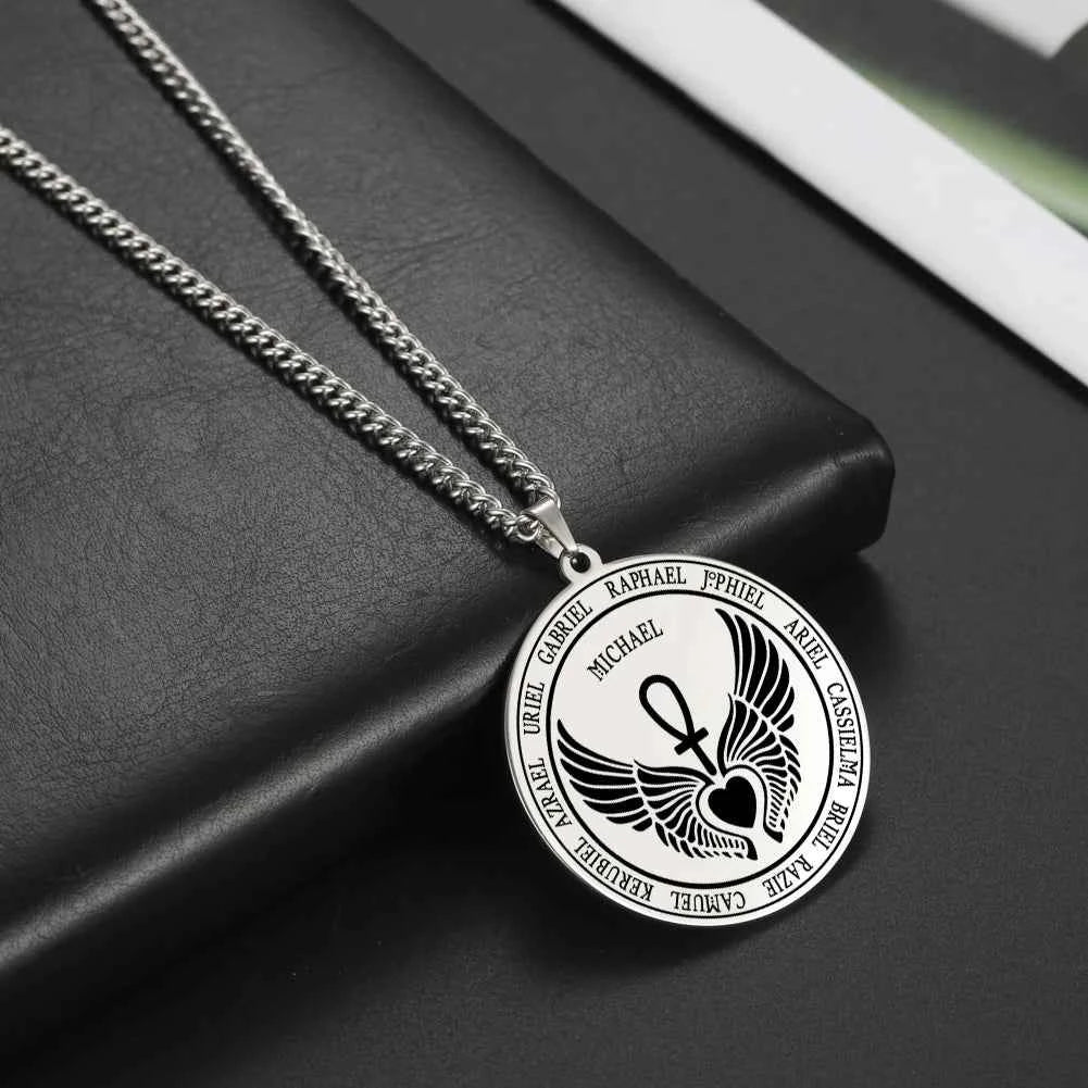 Dawapara 7 Archangels Sigil Necklaces Pentacle Magical Amulet Michaelmas Lucky Protection Supernatural Talisman Necklace