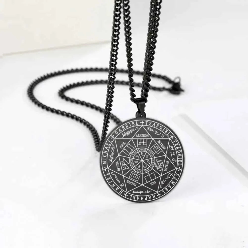 Dawapara 7 Archangels Sigil Necklaces Pentacle Magical Amulet Michaelmas Lucky Protection Supernatural Talisman Necklace