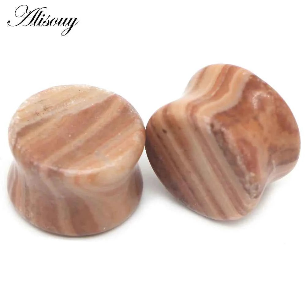 Alisouy 2PCS Natural Organic Stone Ear Plugs