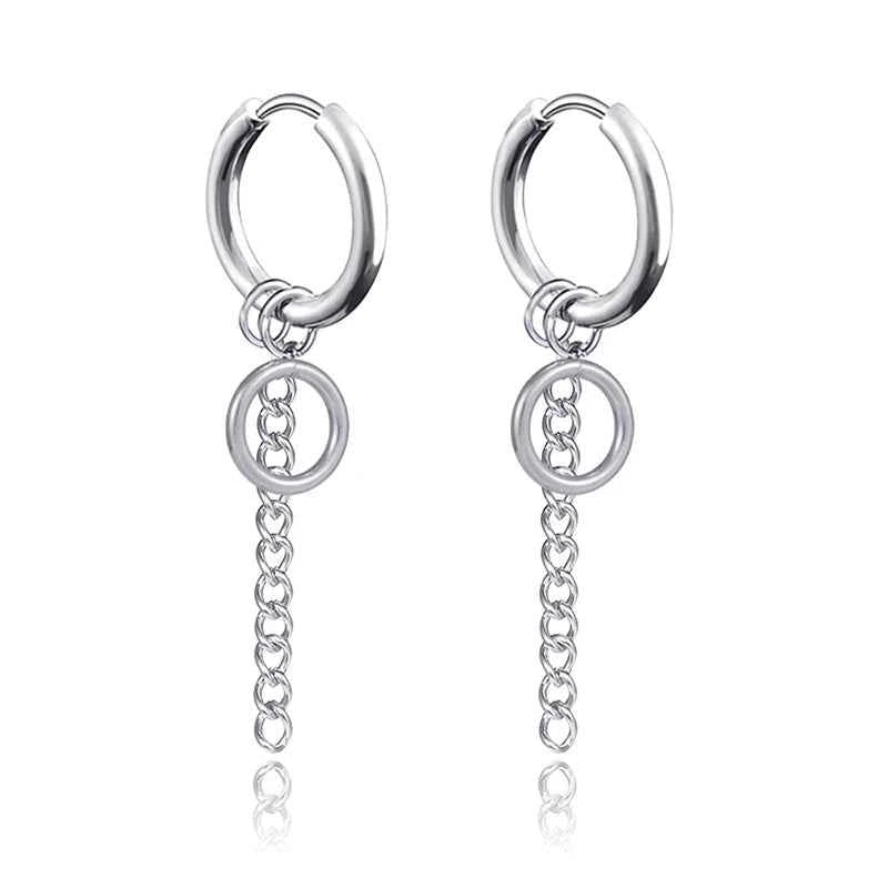 Punk Stainless Steel Hoop Earrings - Trendy Goth Hip Hop Jewelry for Men & Women - Pedlar's Attic