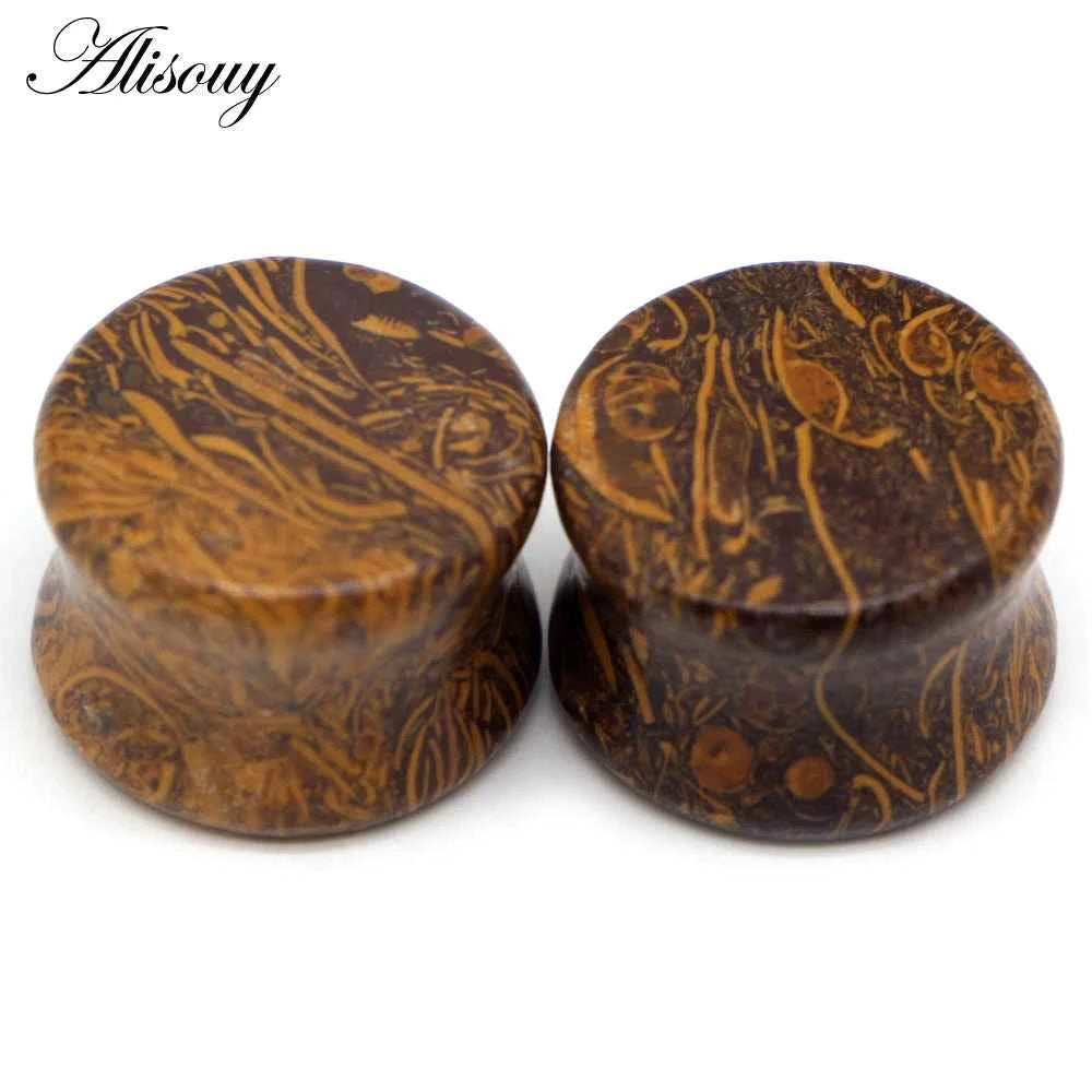 Alisouy 2PCS Natural Organic Stone Ear Plugs