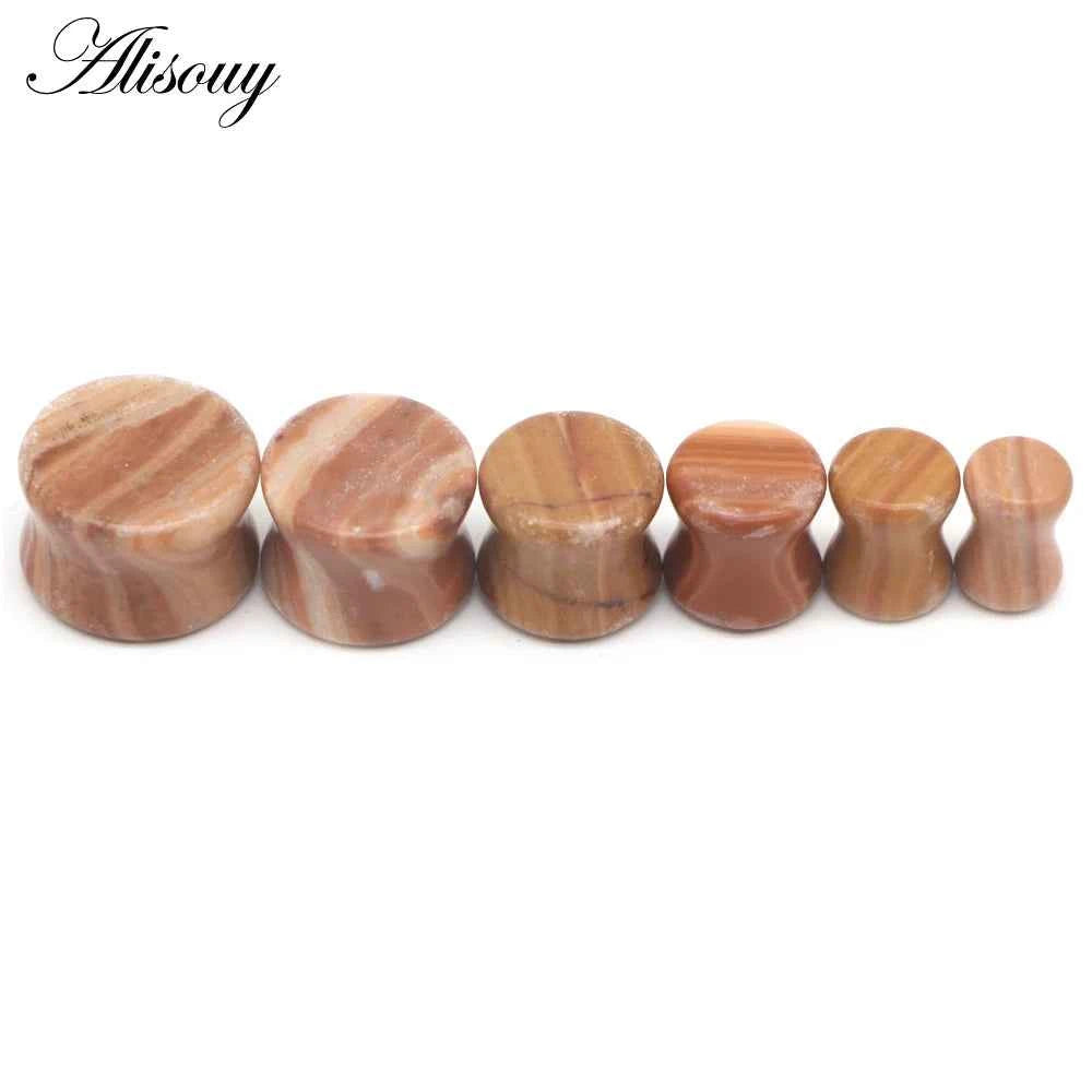 Alisouy 2PCS Natural Organic Stone Ear Plugs