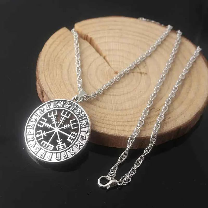Norse Viking Odin's Runes Necklace Vegvisir Symbol