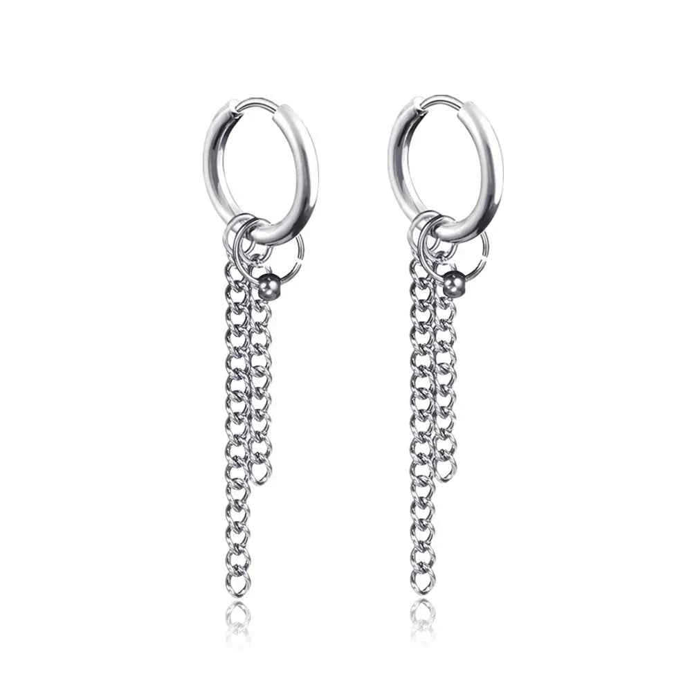 Punk Stainless Steel Hoop Earrings - Trendy Goth Hip Hop Jewelry for Men & Women - Pedlar's Attic