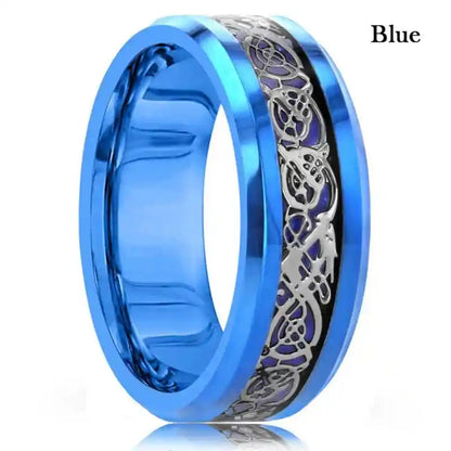 21 Colors 8mm Men's Stainless Steel Celtic Dragon Ring - Pedlar's Attic