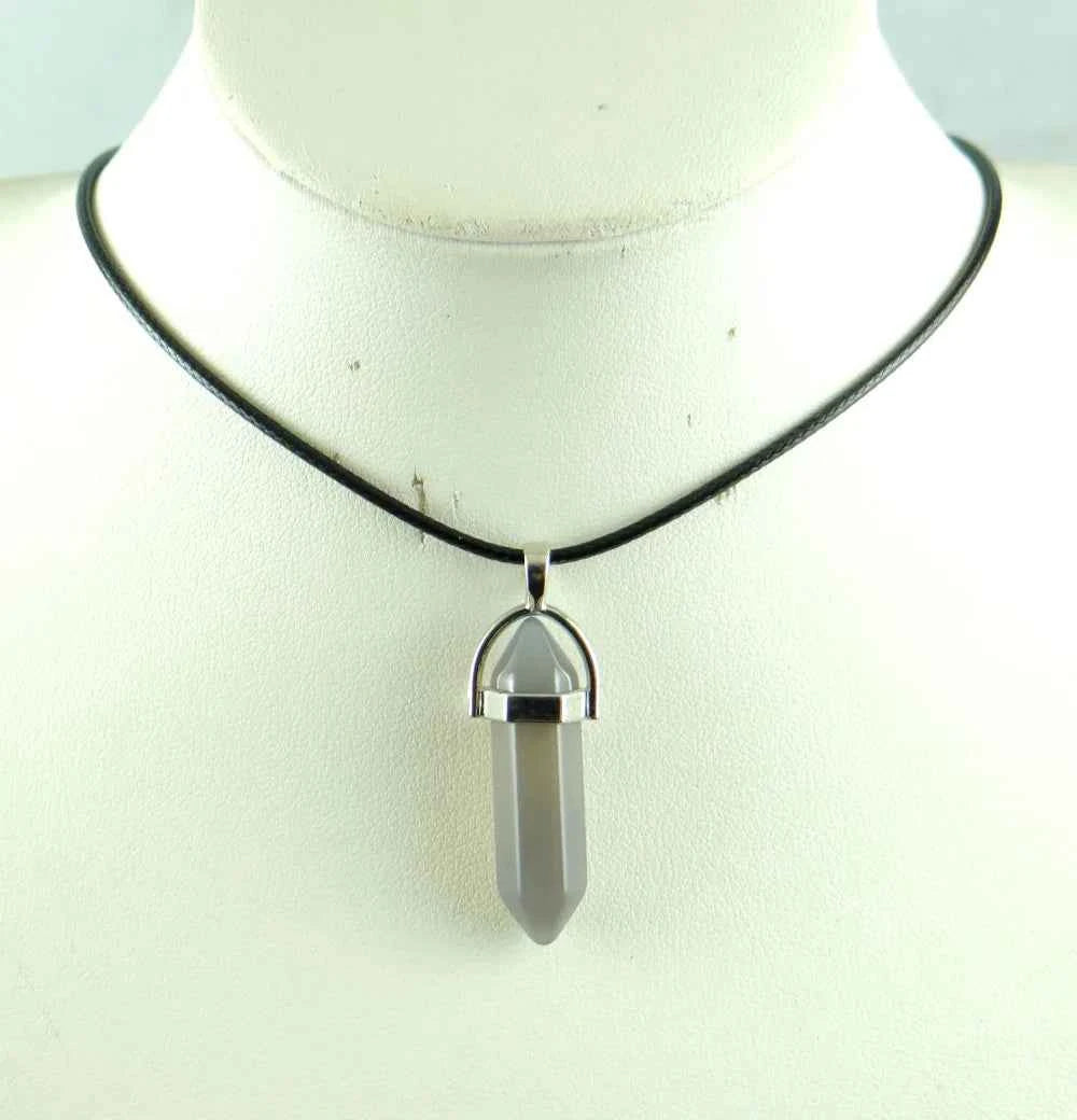 Natural stone Quartz crystal Turquoise tiger eye aventurine Hexagonal column pendulum Pendant for diy Jewelry making necklace