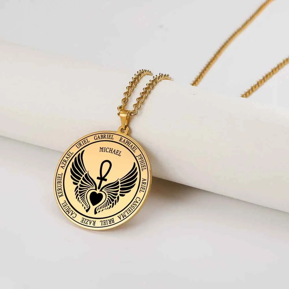 Dawapara 7 Archangels Sigil Necklaces Pentacle Magical Amulet Michaelmas Lucky Protection Supernatural Talisman Necklace