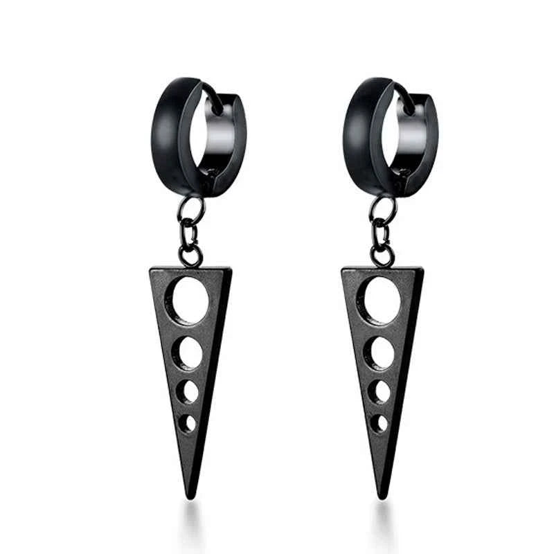 Punk-Inspired Stainless Steel Hoop Earrings with Round Cross Pendants for Trendsetting Women & Men - Pedlar's Attic