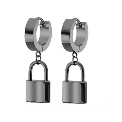 Punk-Inspired Stainless Steel Hoop Earrings with Round Cross Pendants for Trendsetting Women & Men - Pedlar's Attic
