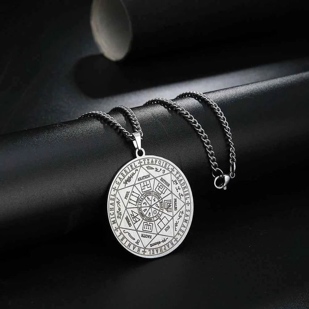 Dawapara 7 Archangels Sigil Necklaces Pentacle Magical Amulet Michaelmas Lucky Protection Supernatural Talisman Necklace