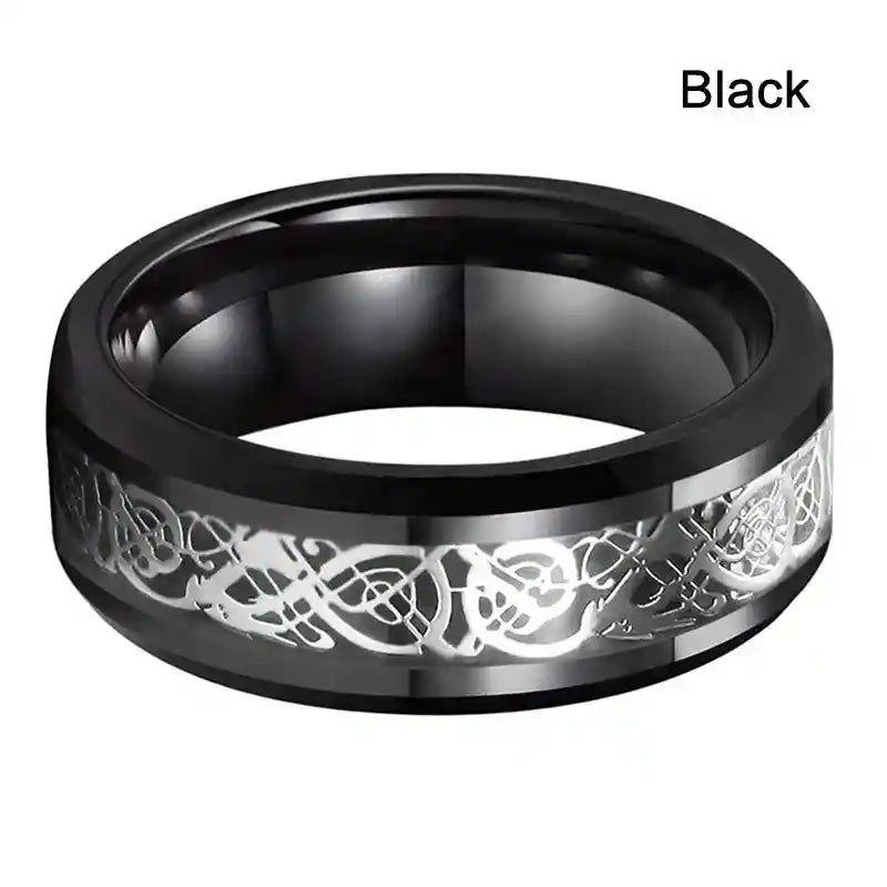 21 Colors 8mm Men's Stainless Steel Celtic Dragon Ring - Pedlar's Attic