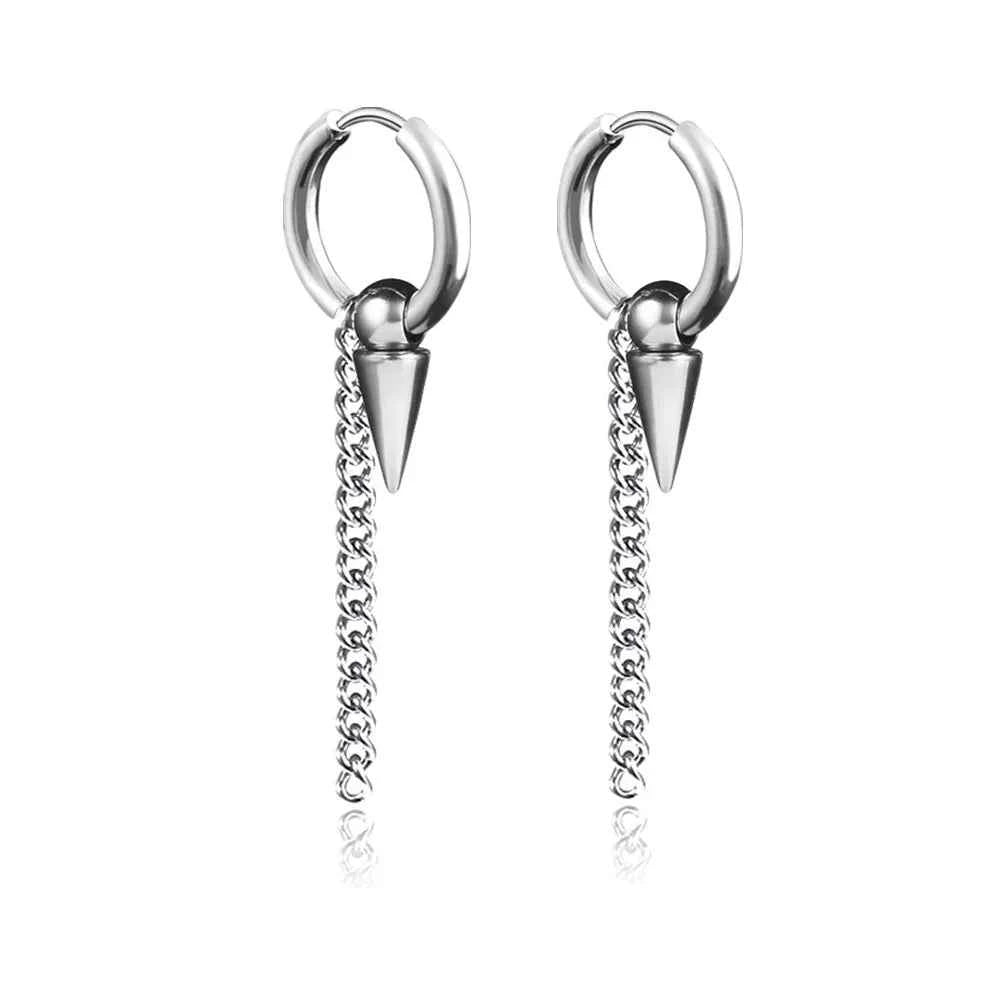 Punk Stainless Steel Hoop Earrings - Trendy Goth Hip Hop Jewelry for Men & Women - Pedlar's Attic