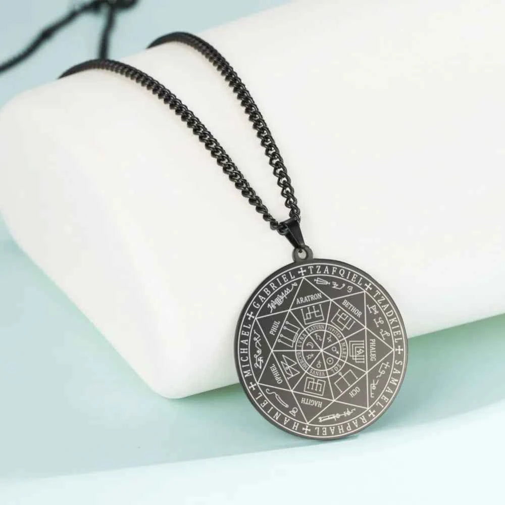 Dawapara 7 Archangels Sigil Necklaces Pentacle Magical Amulet Michaelmas Lucky Protection Supernatural Talisman Necklace