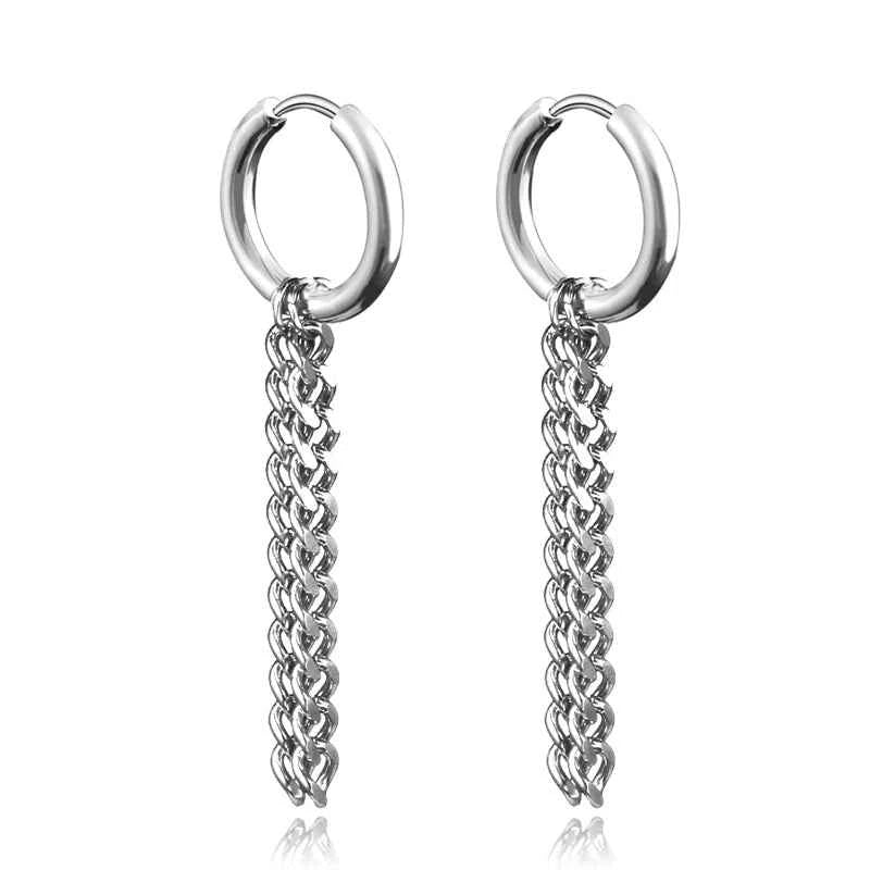 Punk Stainless Steel Hoop Earrings - Trendy Goth Hip Hop Jewelry for Men & Women - Pedlar's Attic
