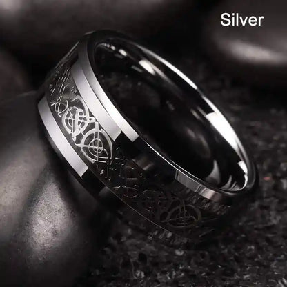 21 Colors 8mm Men's Stainless Steel Celtic Dragon Ring - Pedlar's Attic